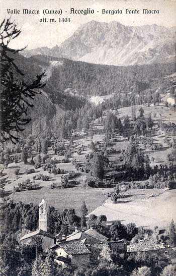 Ponte Maira con veduta verso il Colle Ciarbonet, 1934
Edizioni Fresia - Collezione Roberto Peano Cuneo